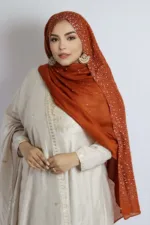 Tangerine Cotton Stone Drop Hijab