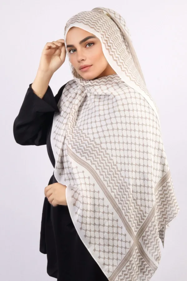 Beige Modal Keffiyeh Hijab - Image 2