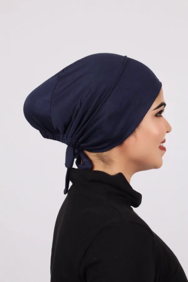 Navy Tieback Hijab Cap - Image 2