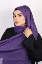 Royal Purple Shimmer Chiffon Hijab - Image 2