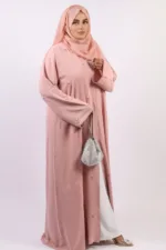 Warda Front Open Luxury Floral Handwork Abaya - Pastel Rose