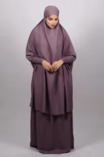 Haya Premium Nida Jilbab 3-Piece Set with Niqab - Dark Lavender