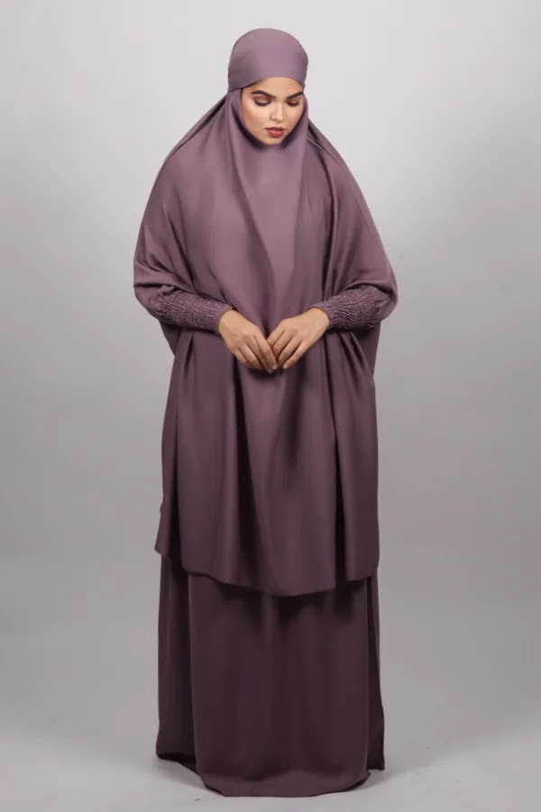 C47D95AA-0FD1-4C63-A2AD-2A7B325630D9-1.jpeg Haya Premium Nida Jilbab 3-Piece Set with Niqab - Dark Lavender - Image 1