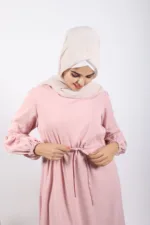 Alaina Drawstring No-Iron Abaya / Dress - Powder Blush - Image 3