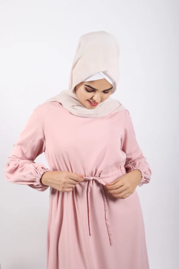 Alaina Drawstring No-Iron Abaya / Dress - Powder Blush - Image 3