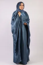 Moroccan Kaftan Organza Abaya - Nirvana Blue - Image 5