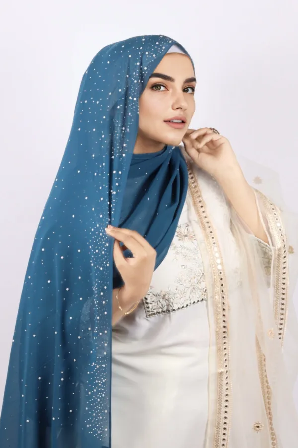 Persian Blue Moon Drop Chiffon Hijab - Image 2