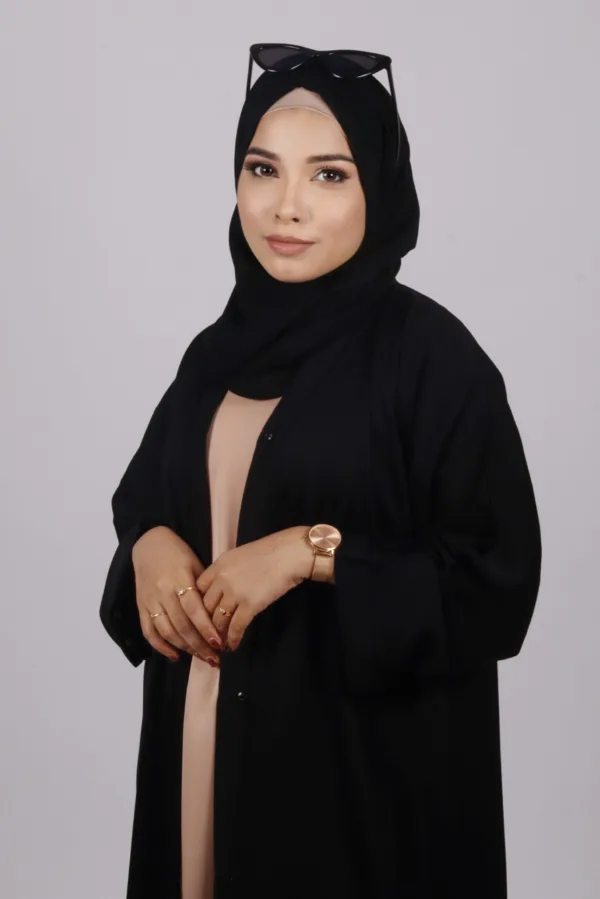 Zara Everyday Zoom Abaya Front Open with pocket - Black - Image 4