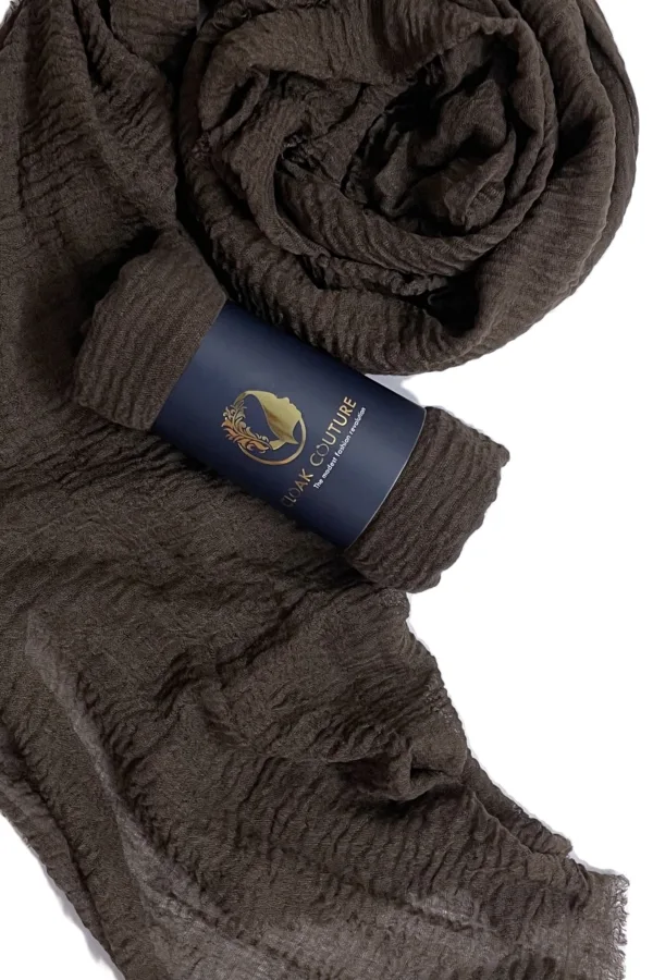 Cocoa Crinkled Cotton Hijab - Image 1