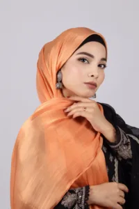 Golden Copper Organza Shimmer Hijab