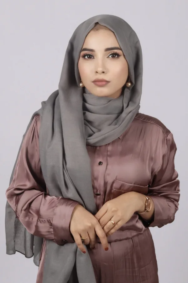 Gunmetal Grey Classic Cotton Hijab - Image 1