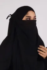 Izzah Firdaus Full Length 1-Piece Jilbab with Zipper Sleeve and Half-Niqab - Black - Image 5