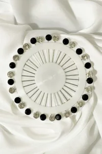 Black & White Crystal pins set of 20