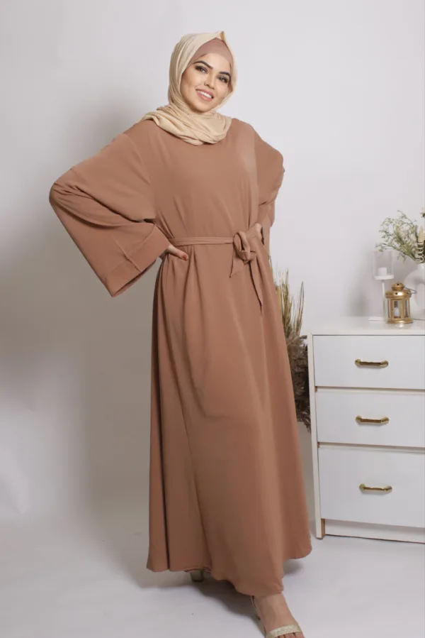CEBFD524-916A-4C6D-9F5F-A47EEEB1E00B.jpeg Eve Classic Abaya Dress - Tan - Image 1