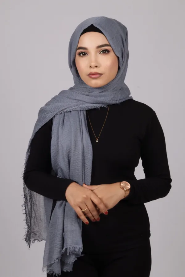 Blueberry Crinkled Cotton Hijab - Image 2