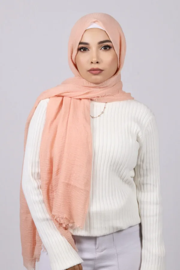 CFC4FCC2-C843-4268-B106-D10C4EBD73CD-1.jpeg Dusty Peach Crinkled Cotton Hijab - Image 1