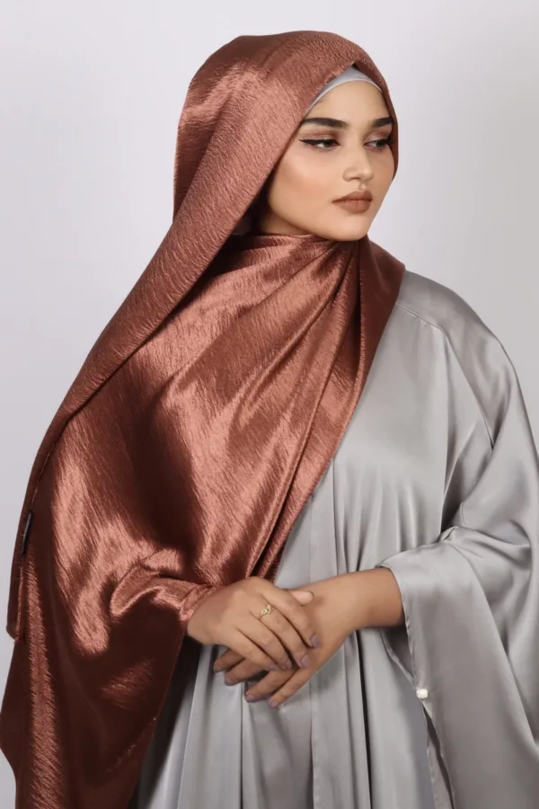 Brass Copper Marble Satin Hijab - Image 1