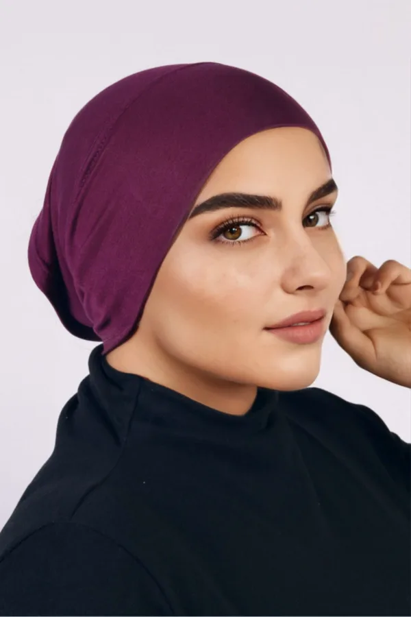 D02FA0C7-0BA4-4C34-AA8C-960A13E36E52.jpeg Mulberry Wine Comfort Fit Tube Hijab Cap - Image 1