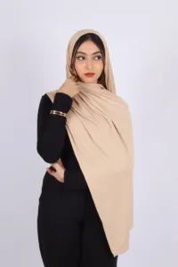 Vanilla Beige Turkish Pleated Jersey Hijab