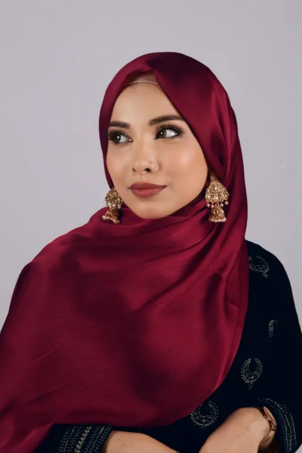 Cherry Red Muna Satin Hijab - Image 2