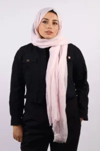Soft Pink Crinkled Cotton Hijab