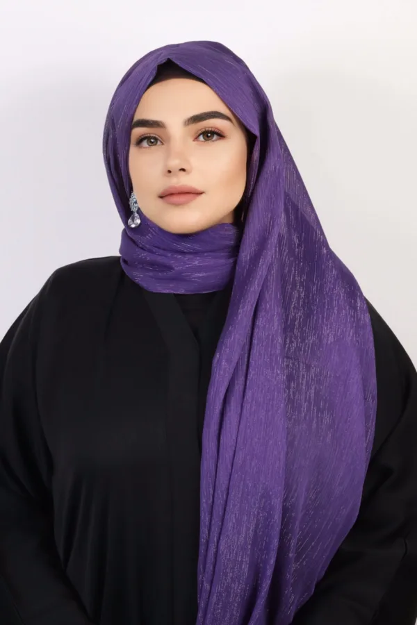Royal Purple Shimmer Chiffon Hijab - Image 3