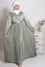 Feroza Luxury Satin Pleated Abaya Dress