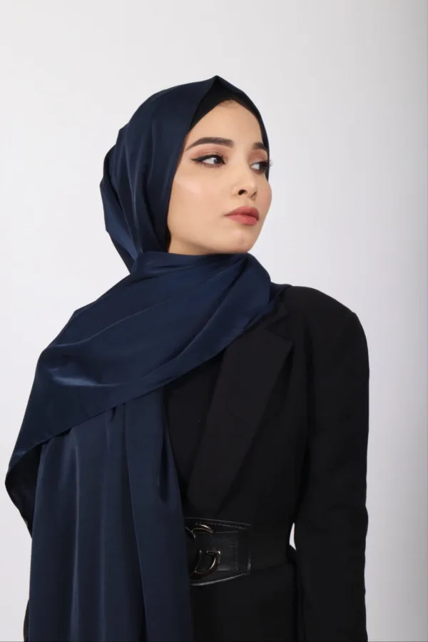 London Blue Turkish Satin Hijab - Image 2