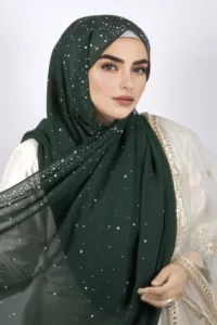 Bottle Green Moon Drop Chiffon Hijab