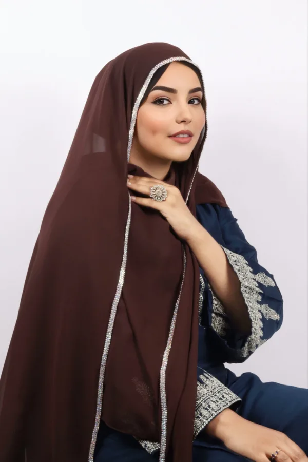 Brown crystal Hijab - Image 1