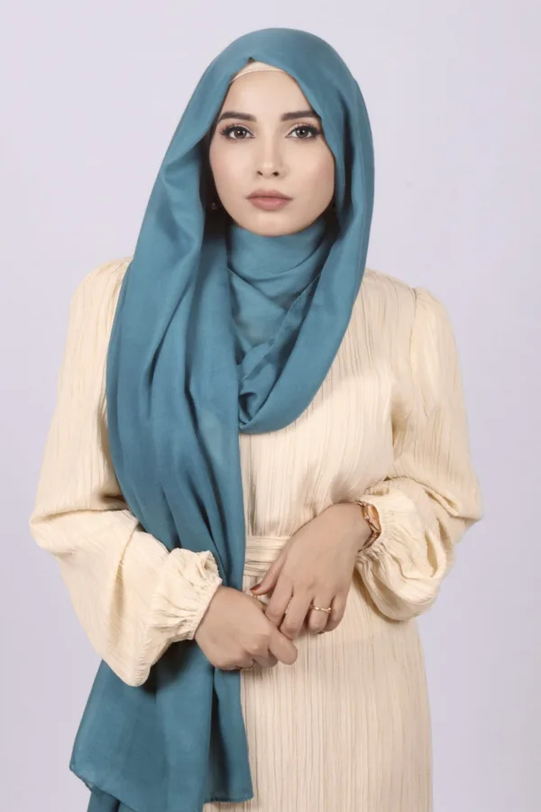 Teal Classic Cotton Hijab - Image 1