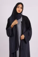Mehtab Sparkling Glitter Dual Tone Abaya with Front Open - Arabian Night - Image 7