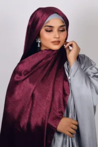 Cherry Wine Marble Satin Hijab