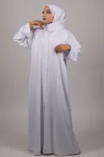 Zara Everyday Zoom Abaya Front Open with pocket - Pure White - Image 3