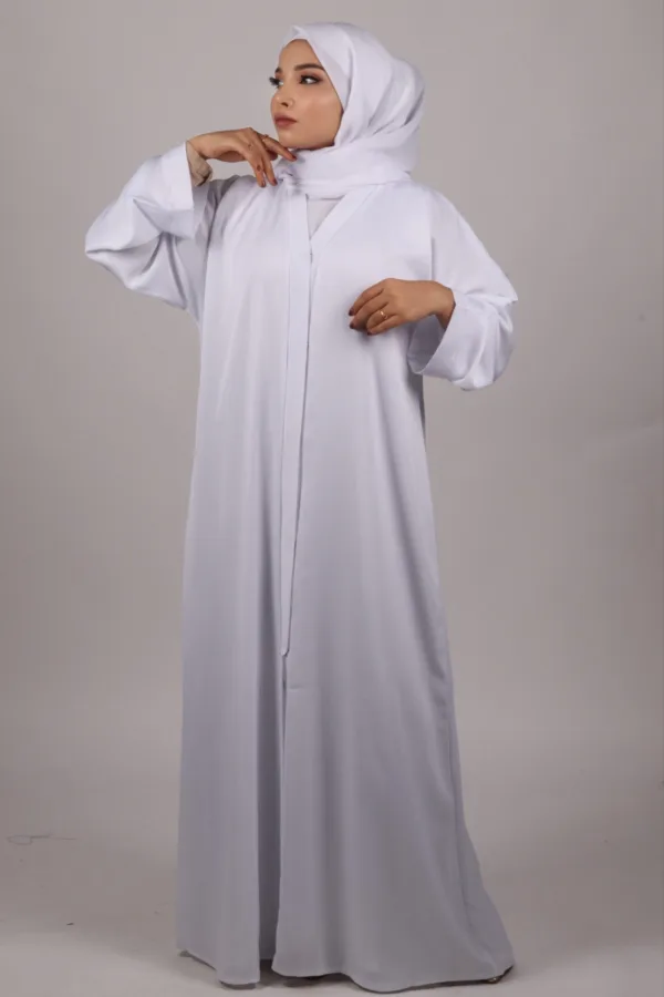 Zara Everyday Zoom Abaya Front Open with pocket - Pure White - Image 3