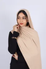 Vanilla Beige Turkish Pleated Jersey Hijab - Image 2