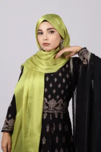 Lime Gold Organza Shimmer Hijab