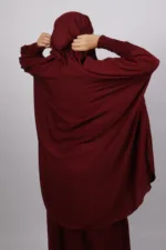 Haya Premium Nida Jilbab 3-Piece Set with Niqab - Maroon - Image 5