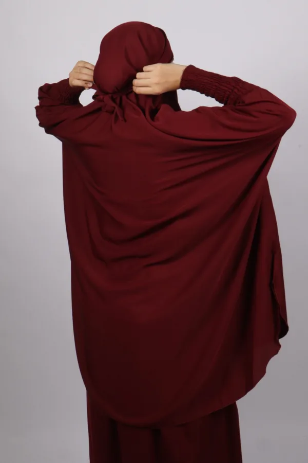 Haya Premium Nida Jilbab 3-Piece Set with Niqab - Maroon - Image 5