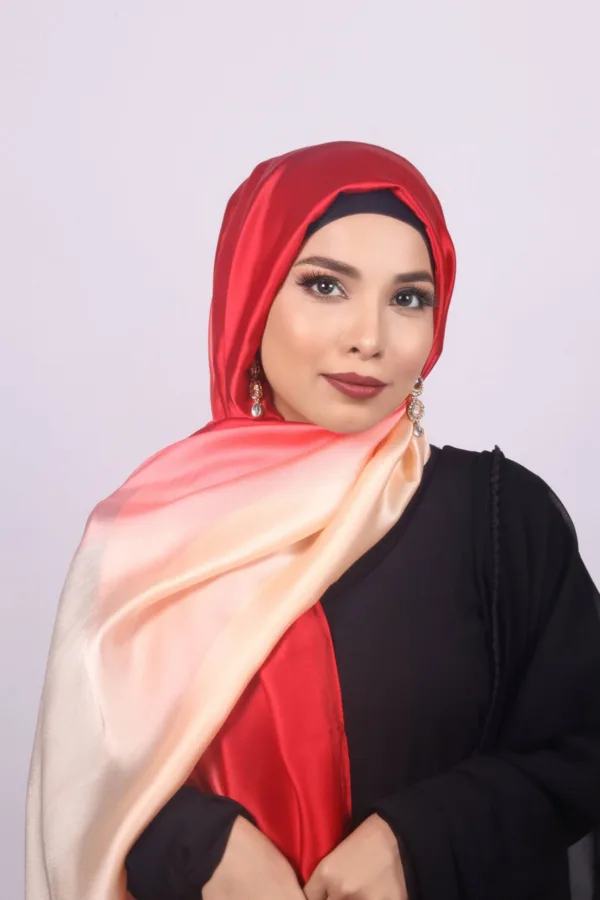 Grenadine Ombre Silk Hijab - Image 2