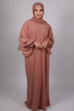 Elyssa Premium Jazz Abaya Set with complimentary Khimar - Desert Rose - Image 2