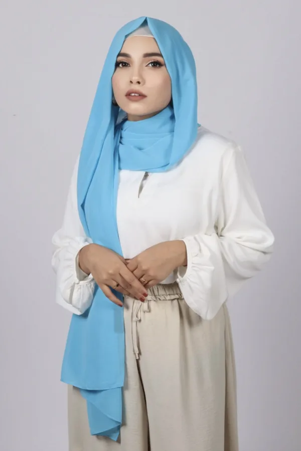 Island Blue Premium Chiffon Hijab - Image 2