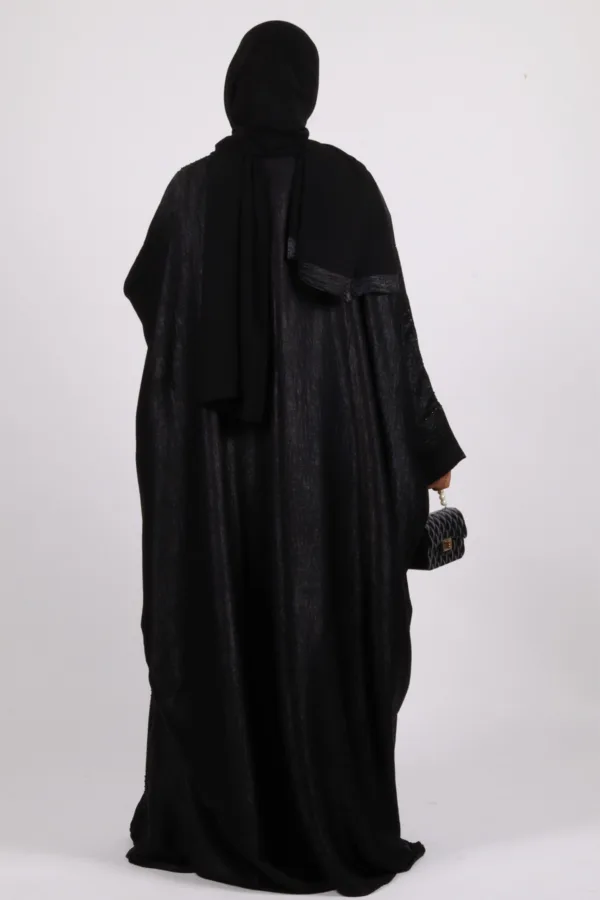 Nadira Luxury Kaftan Front Open with Black Diamond Trim - Kohl - Image 7