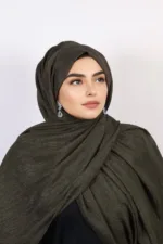 Deep Olive Shimmer Chiffon Hijab