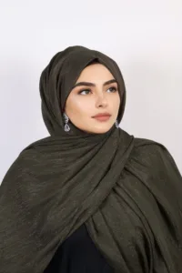 Deep Olive Shimmer Chiffon Hijab