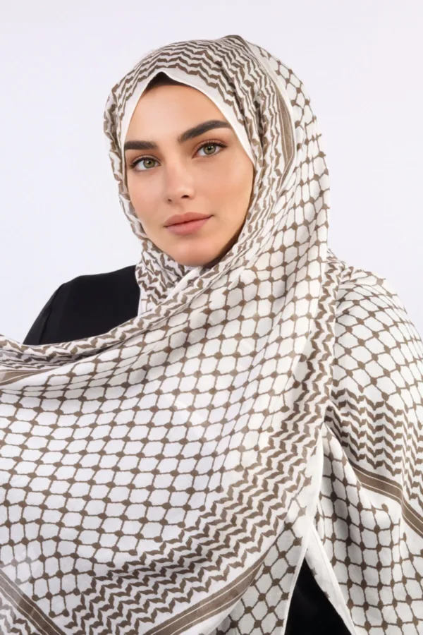Taupe Modal Keffiyeh Hijab - Image 2