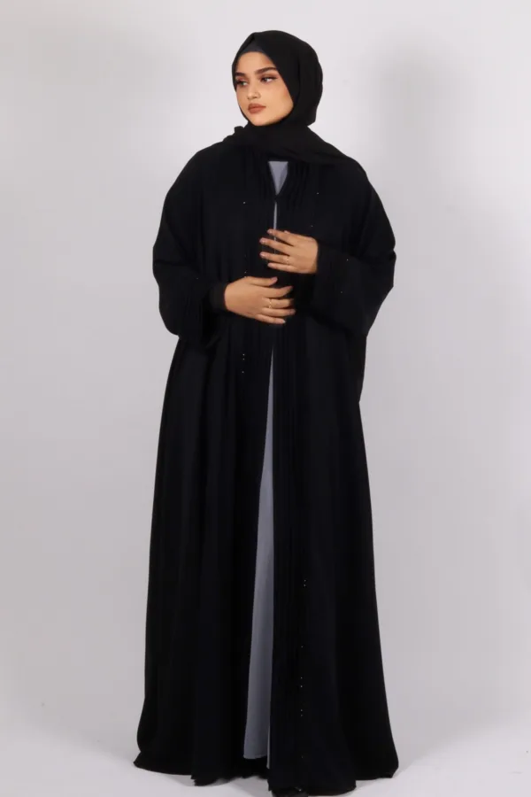 Ariana Full Umbrella Pleat Front Open with Black Diamond Trim - Midnight - Image 4