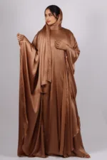 Hoorein Luxury Wedding 3-piece Butterfly Kaftan Abaya Set - Gold Dust