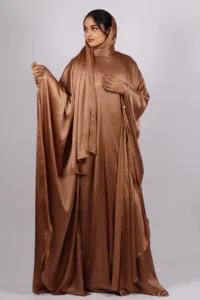 Hoorein Luxury Wedding 3-piece Butterfly Kaftan Abaya Set - Gold Dust