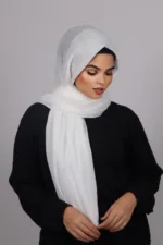 White Ribbed Cotton Hijab - Image 2